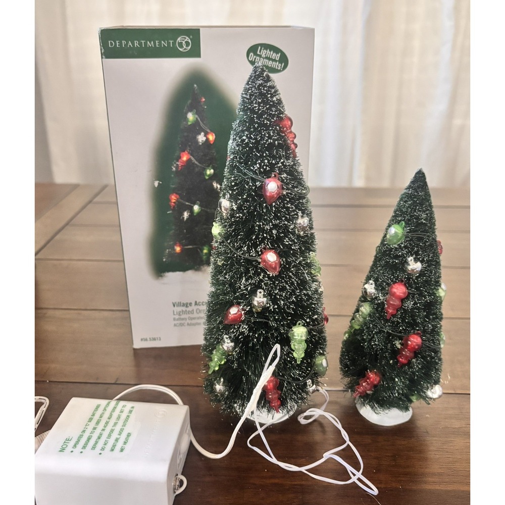 Department 56 Lighted Ornament Trees Set Of Two In Box 53613- Works